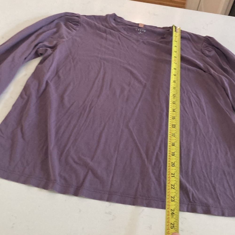 Lunya Long Puff Sleeve Tee Shirt Organic Pima Cotton Purple Size Medium - Picture 7 of 8